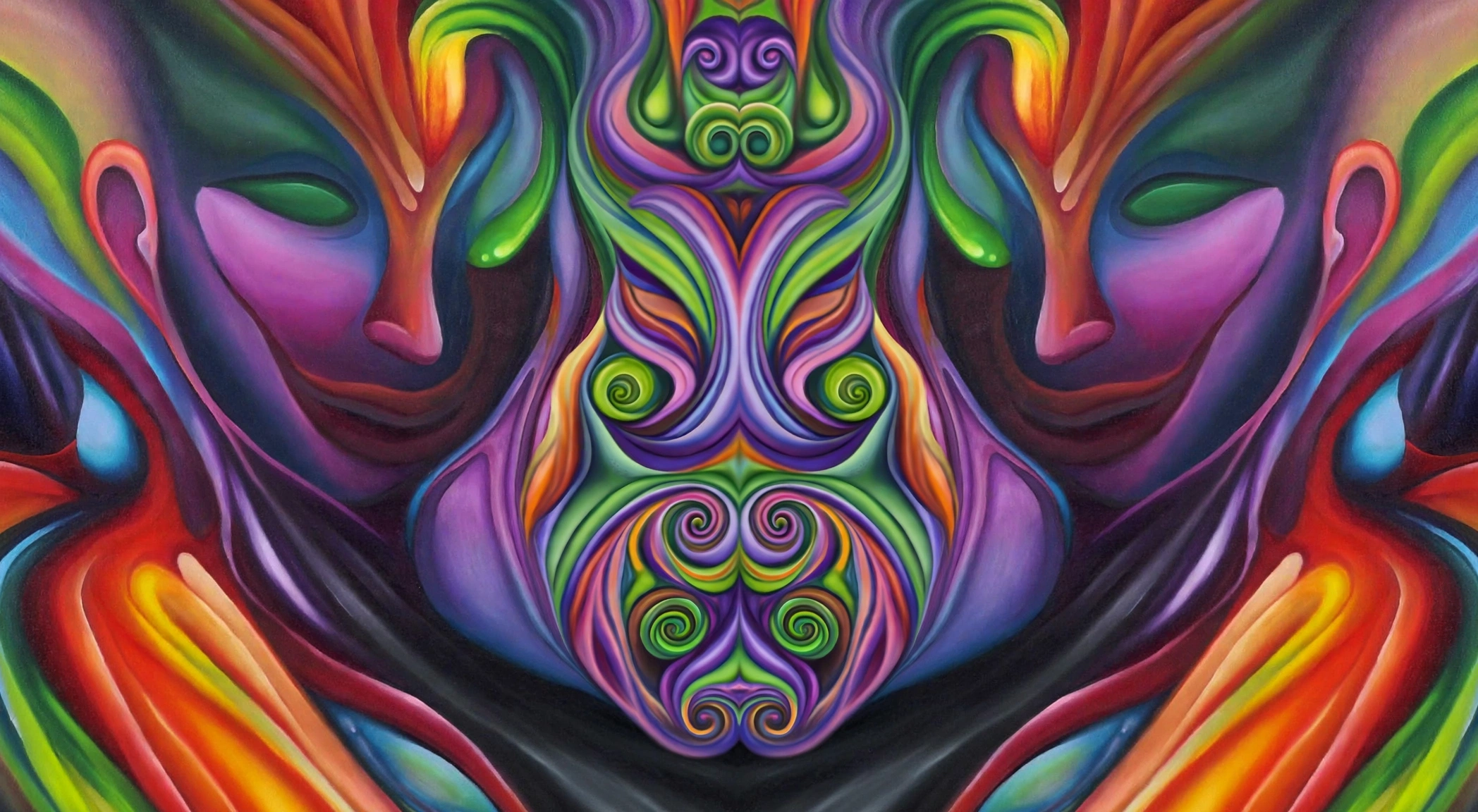 Colorful psychedelic Histrionica face artwork banner