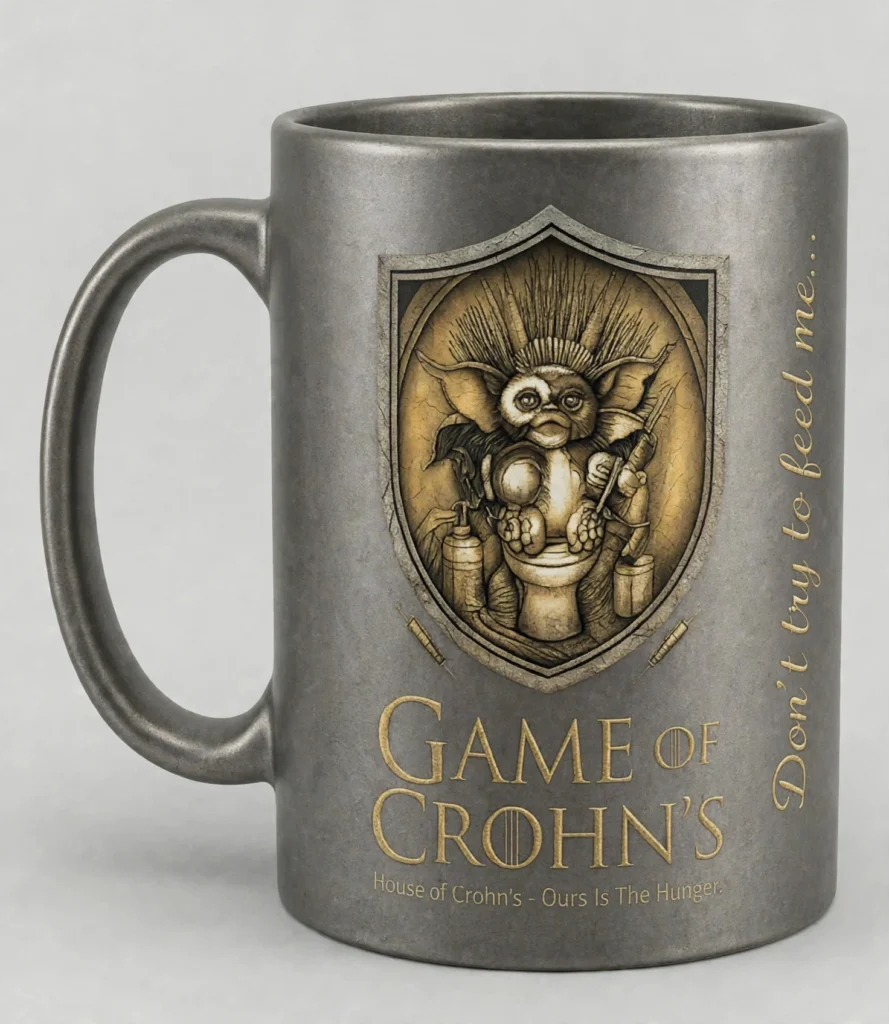 Game of Crohn's mug – Antique Silver – front view